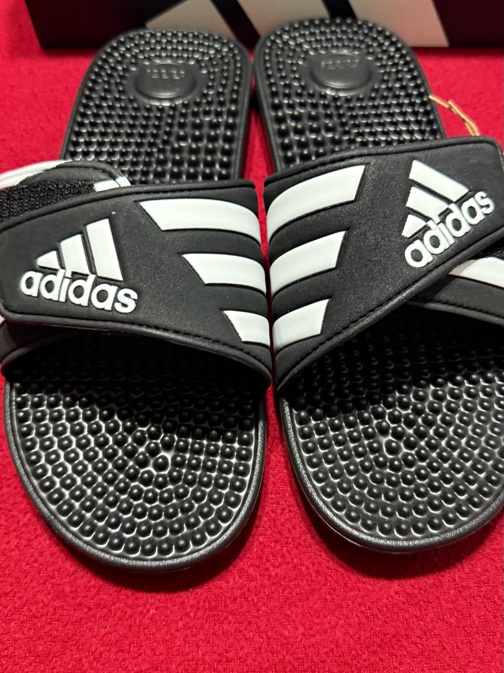 Adidas Adissage Slides Black White Sandals Men 11 / Women 12